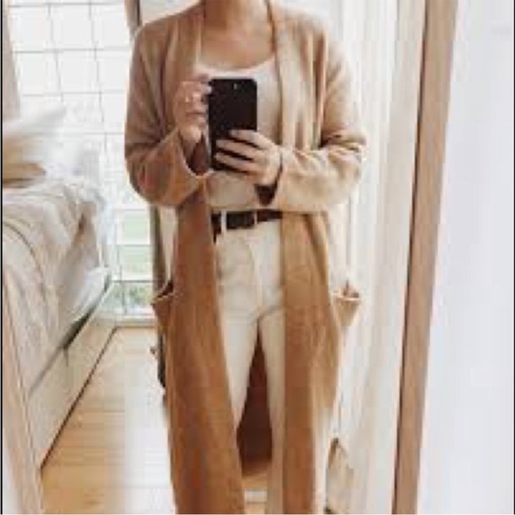 Jenni Kayne Long Camel Sweater Coat Duster - Picture 1 of 8